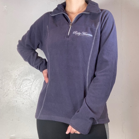 Soft Dark Purple Microfleece Embroidered Quarter Zip Pullover - Picture 5 of 10